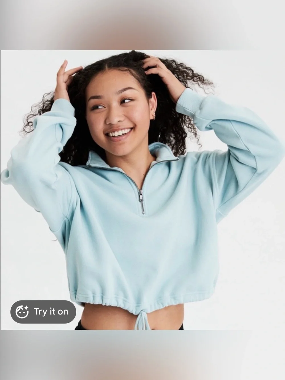 2 for $30 sale: American Eagle light blue cropped quarter zip sweatshirt - M